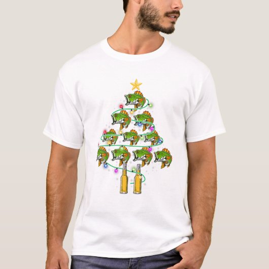 T-shirt Fish And Beer Christmas Tree (Devant)