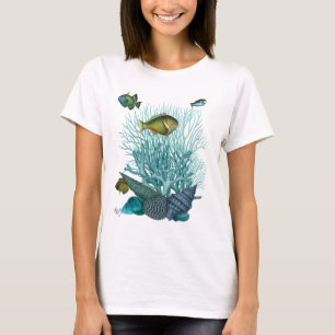 T-shirt Fish Blue Shells and Corals