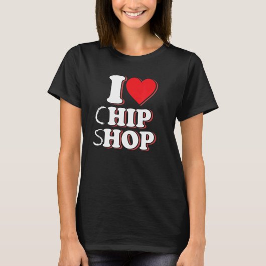 T-shirt Fish & Chips  Seaside I Love Chip Shop  Hip Hop (Devant)