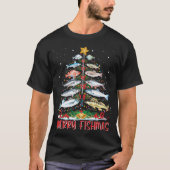 T-shirt Fish fishing Rod Christmas Tree Fisherman Merry Fi (Devant)