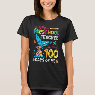 T-shirt Fish Tail Enseignant Préscolaire Survécu 100 Jours