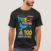 T-shirt Fish Tail Pre-K Teacher Survived 100 Days Of Me (Devant)