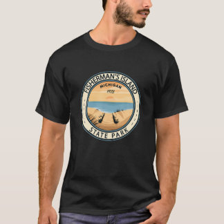 T-shirt Fisherman's Island State Park Michigan Badge Vinta