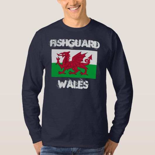 T-shirt Fishguard, Pays de Galles avec drapeau gallois (Devant)