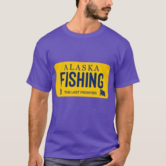 T-shirt Fishing Alaska License Plate (Devant)