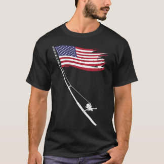 T-shirt Fishing American Flag Fishing Rod
