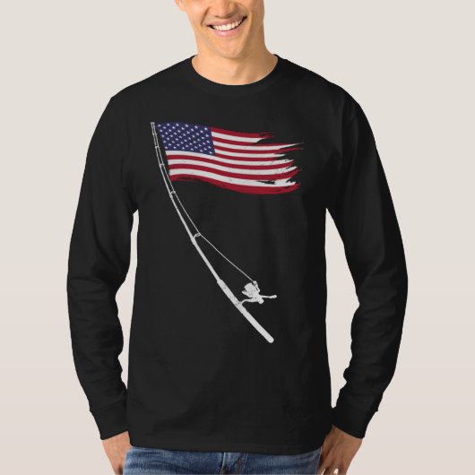 T-shirt Fishing  American Flag Fishing Rod (Devant)