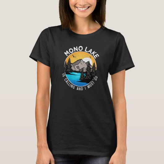 T-shirt Fishing Boating Camping  Lakeview Mono Lake (Devant)
