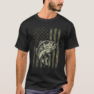 T-shirt Fishing Camouflage US American Flag Bass Fish Fish