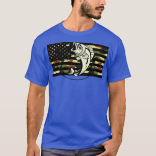 T-shirt Fishing Camouflage US American Flag Bass Fish Fish