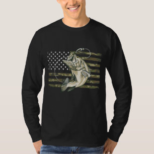 T-shirt Fishing Camouflage US American Flag Bass Fish Fish