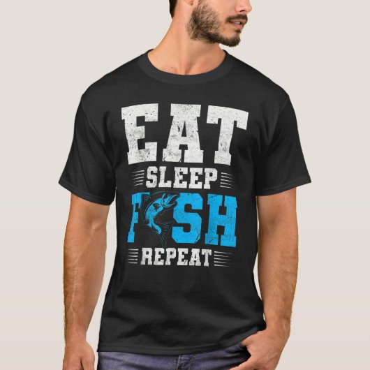 T-shirt Fishing Eat Sleep Fish Fisherman Quotes (Devant)