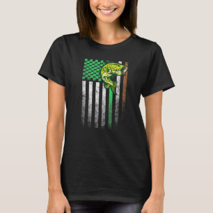T-shirt Fishing Fish Bass Irish American Flag