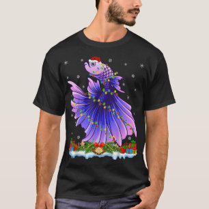 T-shirt Fishing Lover Family Matching Santa Betta Fish Chr