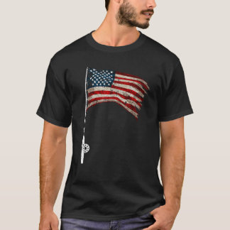 T-shirt Fishing Rod American Flag Patriotic Fisherman 4th 