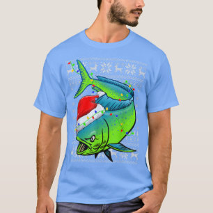 T-shirt Fishing Xmas Lighting Santa Ugly Mahi Mahi Fish Ch