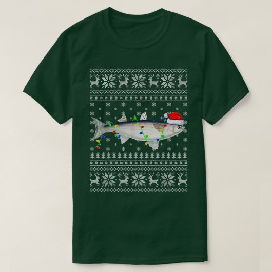 T-shirt Fishing Xmas Lighting Santa Ugly Mullet Fish Chris (Design devant)