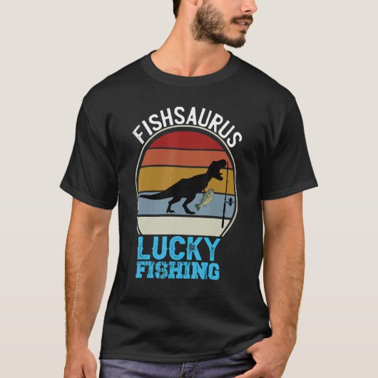 T-shirt Fishsaurus Rex Dinosaur Basse Luck Pêche Tournoi (Devant)