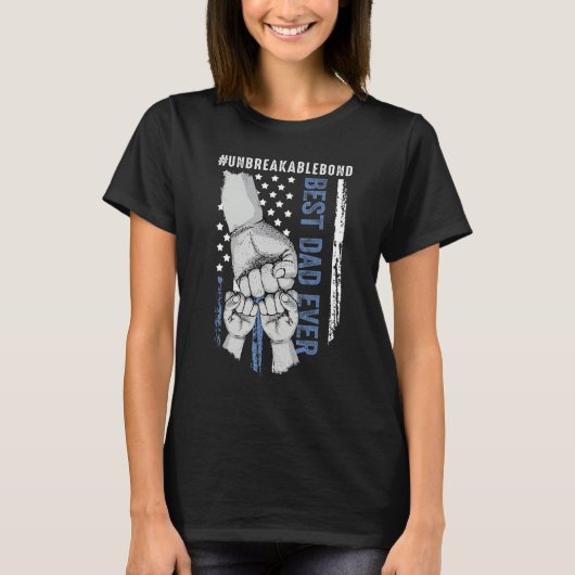 T-shirt Fist Bump American Flag Dad   Best Dad Ever (Devant)