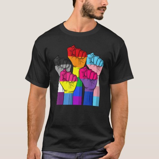 T-shirt Fist Human Power Lgbt Pride Gay Lesbian Transgende (Devant)