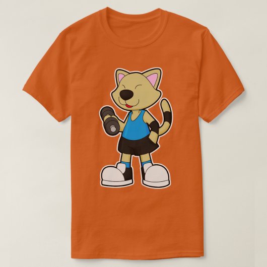 T-shirt Fitness au chat avec Dumbbell (Design devant)