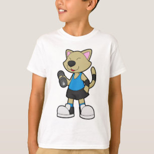 T-shirt Fitness au chat avec Dumbbell