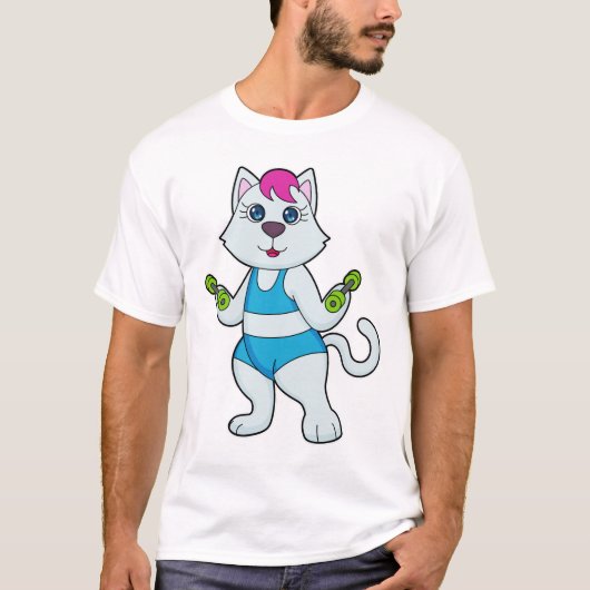 T-shirt Fitness Cat Dumbbell (Devant)