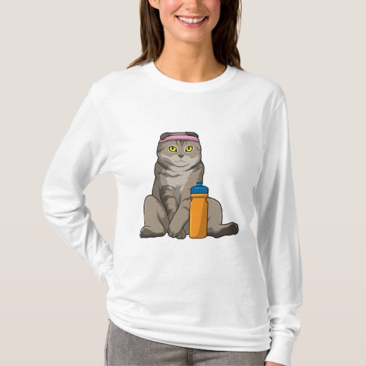 T-shirt Fitness Chat Boire de la tasse (Devant)