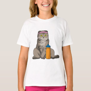 T-shirt Fitness Chat Boire de la tasse