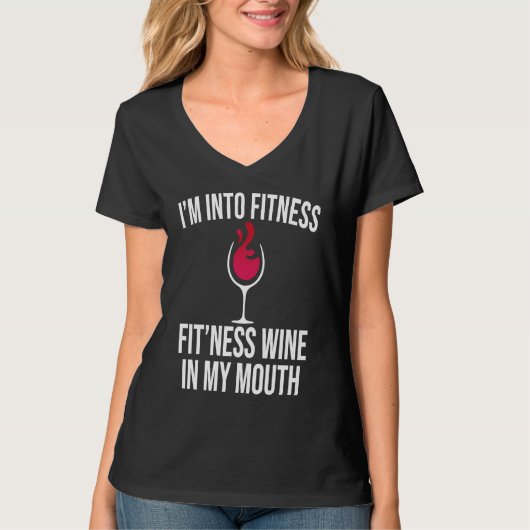 T-shirt Fitness Wine In Mouth Drinking  Drinker Sayings Gr (Devant)