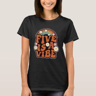 T-shirt Five Is A Vibe Cute Retro Rainbow 70's Super Fift