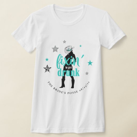 T-shirt Fixin' The Posse Disco Bachelorette Teal ID925 (Poser)
