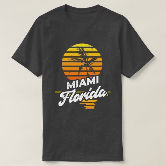 T-shirt FL Miami Summer Vacances Palm Trees Retro Florida (Design devant)
