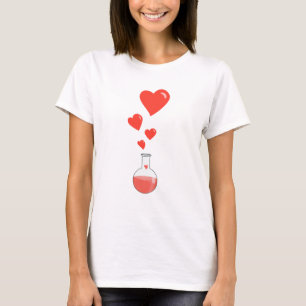 T-shirt Flacon de femelle de geek de la Science de coeurs