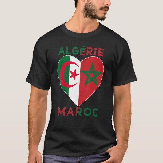 T-shirt Flag Love Morocco Algeria I Love Morocco Algeria S (Devant)