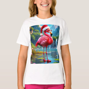 T-shirt Flamant de Noël en Père Noël-47476