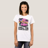 T-shirt Flamant rose 4 Juillet Fun (Devant entier)