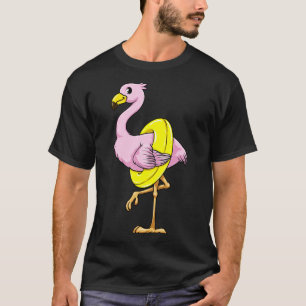 T-shirt Flamant rose à Baignade avec Bague de bain 1