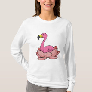 T-shirt Flamant rose à fleur de Lotus