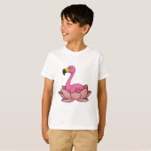 T-shirt Flamant rose à fleur de Lotus (Devant entier)