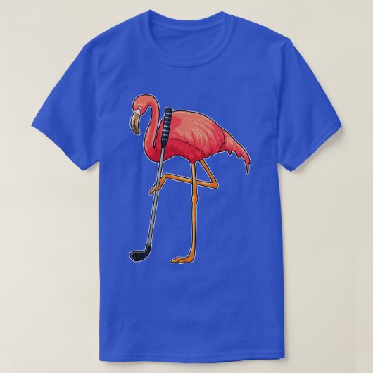 T-shirt Flamant rose à Golf avec Golf Club (Design devant)