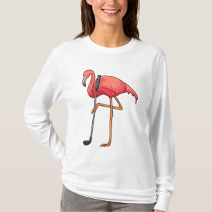 T-shirt Flamant rose à Golf avec Golf Club