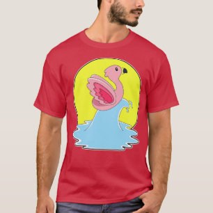 T-shirt Flamant rose à Surfing on Water