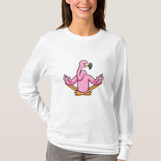 T-shirt Flamant rose à Yoga en Jambes croisées (Devant)