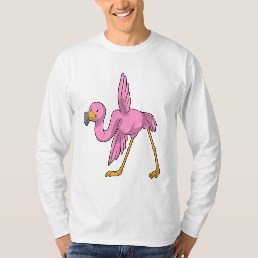 T-shirt Flamant rose à Yoga Exercice d'étirement (Devant)