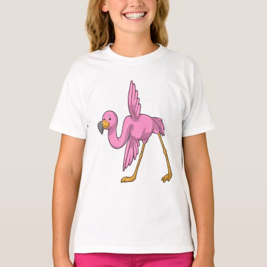 T-shirt Flamant rose à Yoga Exercice d'étirement (Devant)