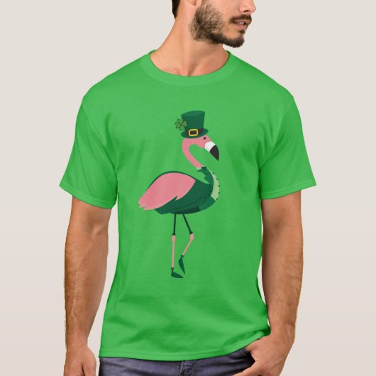 T-shirt Flamant rose Animal St Patrick's Day (Devant)