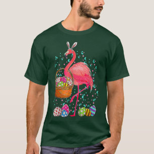T-shirt Flamant rose Apportant Panier Oeufs De Lapin De Pâ