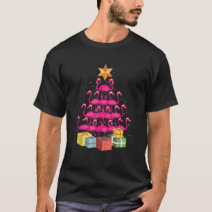 T-shirt Flamant rose Arbre drôle Vilain T Chemise de Noël