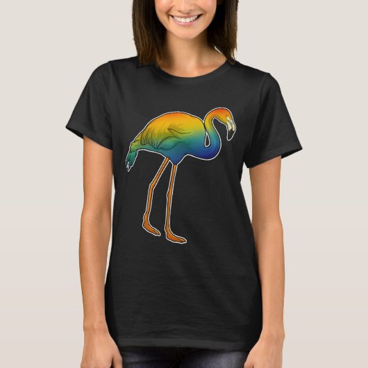 T-shirt Flamant rose arc-en-ciel (Devant)